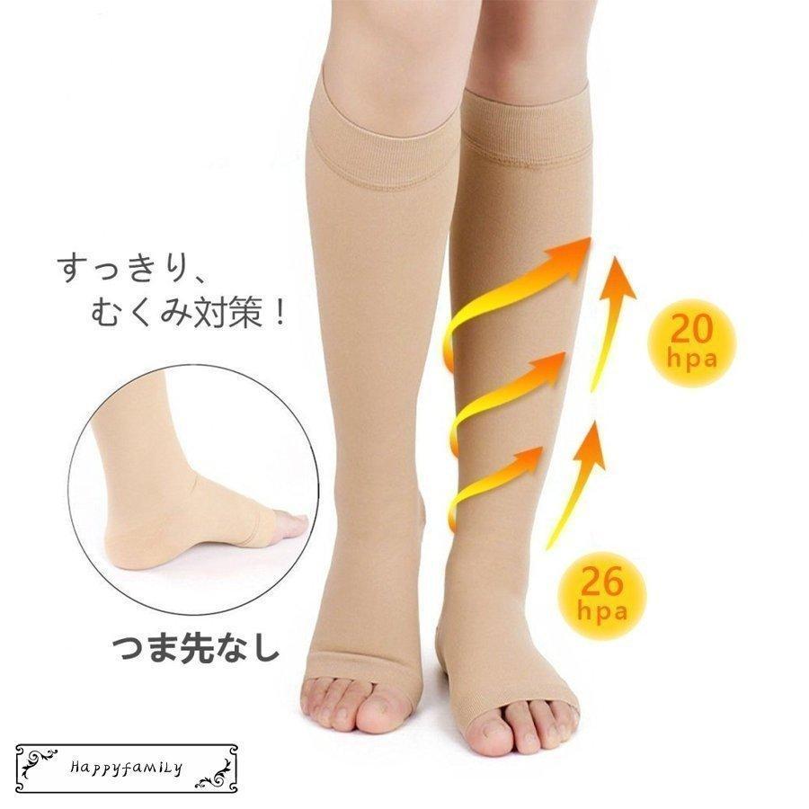 静脈瘤着圧オープントゥソックス ユニセックス 弾性ストッキング（着圧ソックス）足のむくみ/冷え取り靴下 血栓予防 美脚ケア 下肢静脈瘤